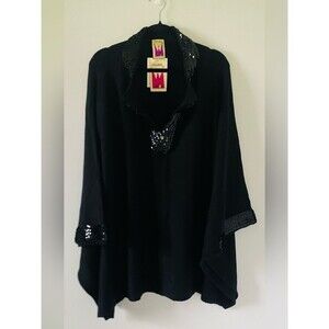 NWT Original Anthony Sequin Black Poncho One Size Whimsygoth Maximalist Goth